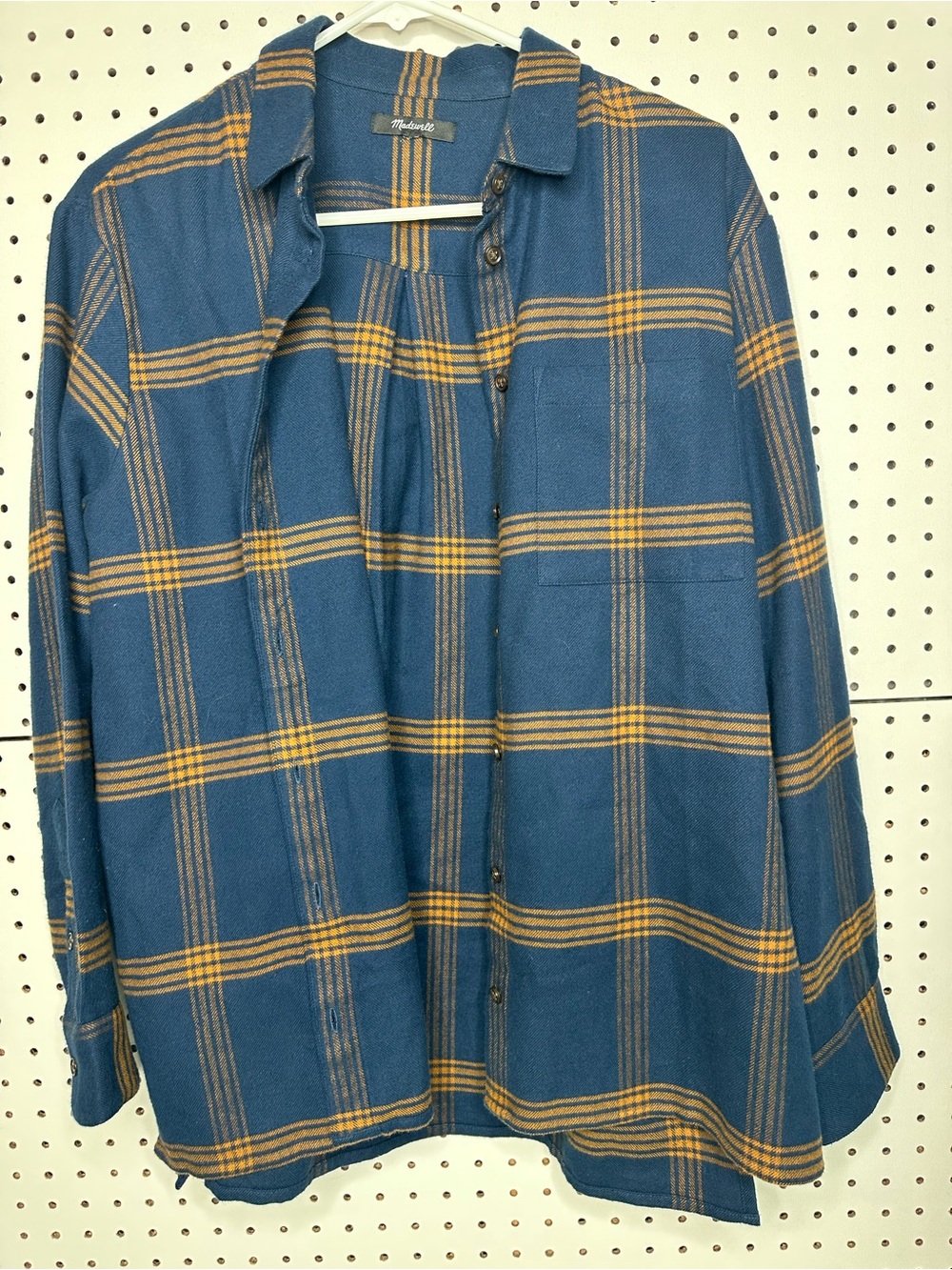 Madewell Magenta Navy & Mustard Plaid Button-Up Shirt Medium